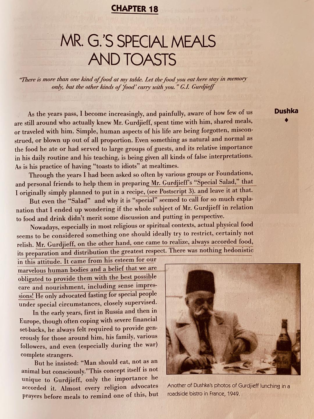 Gurdjieff Special Meals