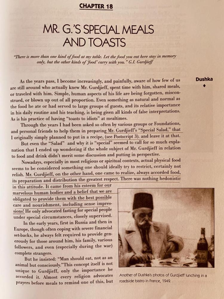 Gurdjieff Special Meals